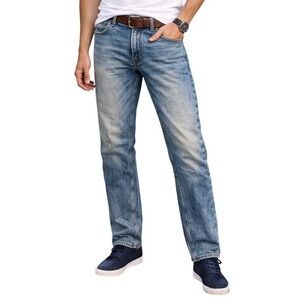 Sean John Slim Fit Jeans Mens 36x30 Light Blue Acid Wash‎ Distressed Denim